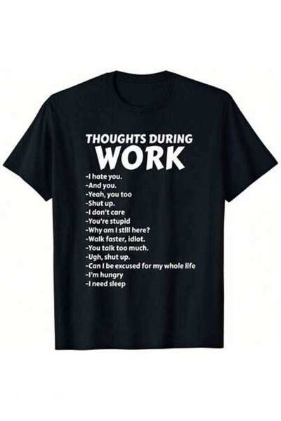 23ERVA Summer Outfit Women, Thoughts During Work Funny Vintage T-Shirt, Loose...