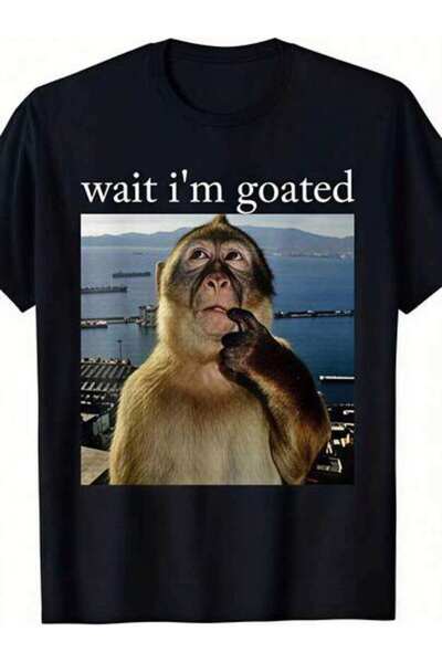 LİNA06 ملابس صيفية للرجال، تي شيرت برسومات Wait I'm Goated Monkey، تي شيرت مض...