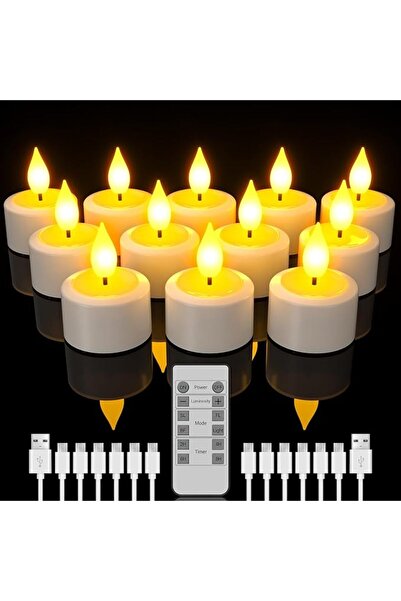 SoulBay Rechargeable Tea Lights with Remote, 12pcs Flameless Flickering LED C...