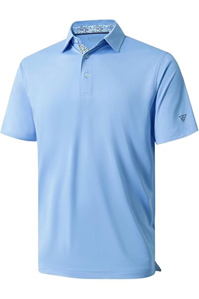 M MAELREG Men's Golf Polo Shirts Short Sleeve Striped Performance Moisture Wi...
