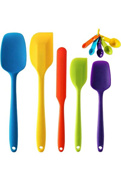 ALMEKAQUZ 10Pcs Silicone Spatula Set, Colorful Rubber Baking Spatula Set, Foo...