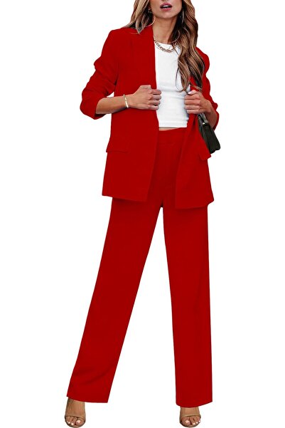 luvamia 2 Piece Outfits for Women Dressy Long Blazer Jackets High Waisted Wid...