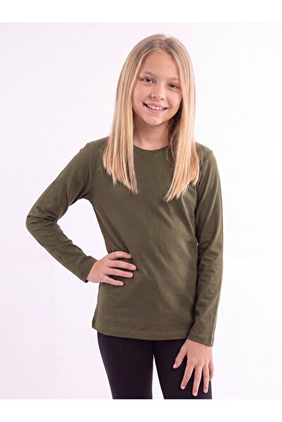 FYK KİDS Girl's Basic Solid Color Long Sleeve Sweatshirt