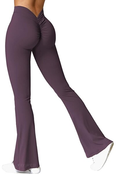 GENERAL YEOREO Scrunch Flare Leggings Daze V Back Butt Lifting Wide Leg High ...