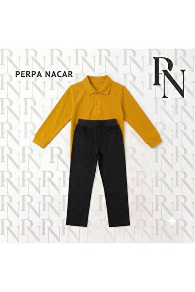 Nacar Okul Formaları Giyim Polo Yaka Uzun Kollu T-Shirt ve Ribanalı Pantolon ...