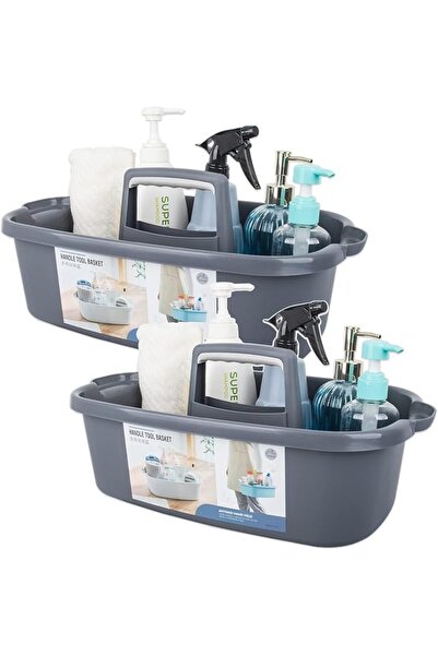 HOOKOR 2 Pack Cleaning Supplies Caddy, Large Plastic Cleaning Supply Organize...