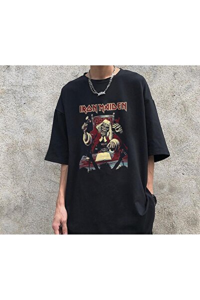 DEEFWEAR MINGALONDON Рок серия Iron Maiden Черна унисекс овърсайз тениска с ч...