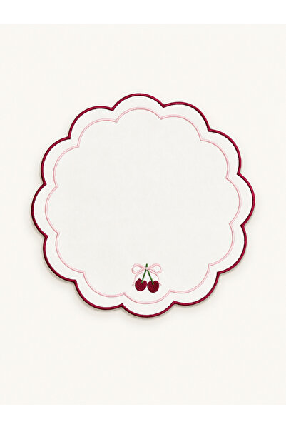 LİONYA DESİGN Cherry Embroidered Presentation Napkin 30X30 cm Premium Duck Fa...