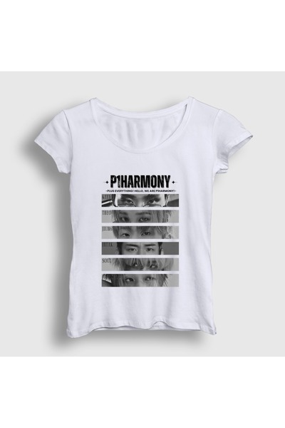 Presmono Women's White Eyes K-Pop P1Harmony T-Shirt 619818Tt