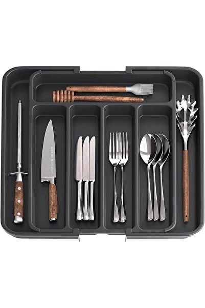 DURKU Expandable Silverware Drawer Organizer, Adjustable Flatware & Cutlery T...