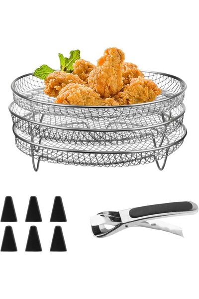 STARSTAR 3-stack 20cm stainless air fryer basket.