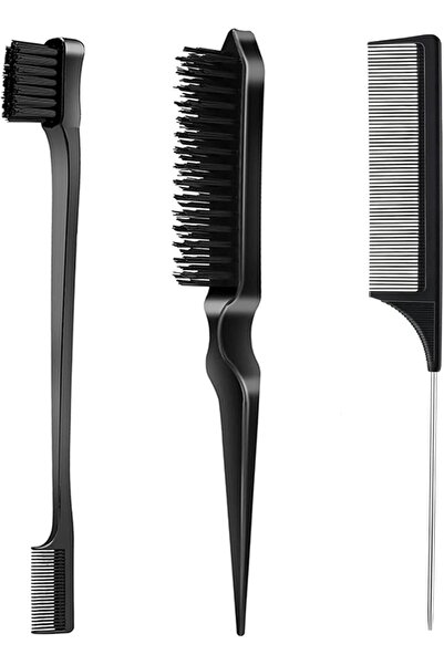 MNODWLOF 3 Pcs Slick Back Hair Brush Set Bristle Hair Brush Edge Control Brus...