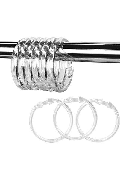 EXCEFORE 24Pcs Clear Shower Curtain Hooks, Plastic O-Ring Hangers for Bathroo...