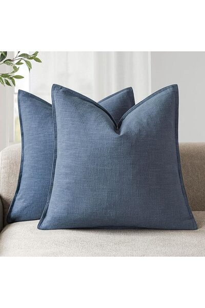 Foindtower Pack of 2, Decorative Linen Soild Throw Pillow Covers Soft Accent ...