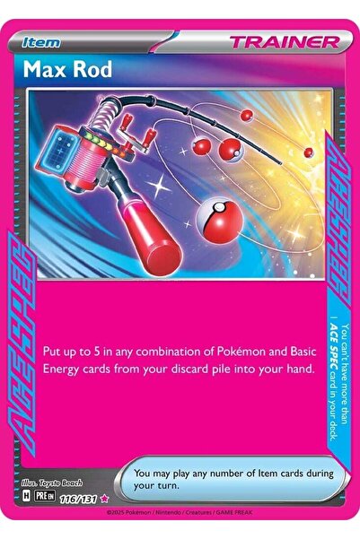 Pokemon TCG Max Rod # 116 Pokemon Prismatic Evolutions Original Card