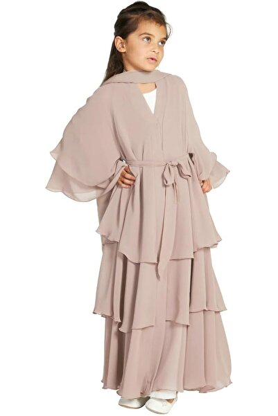 NALACAL Muslim Abayas Dress for Kids Girls, Long Sleeve Chiffon Islamic Kafta...
