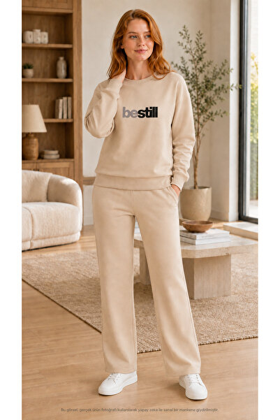 TREND EMMODA Women's Be Still Written Sweatshirt Set – Round Neck Printed Swe...