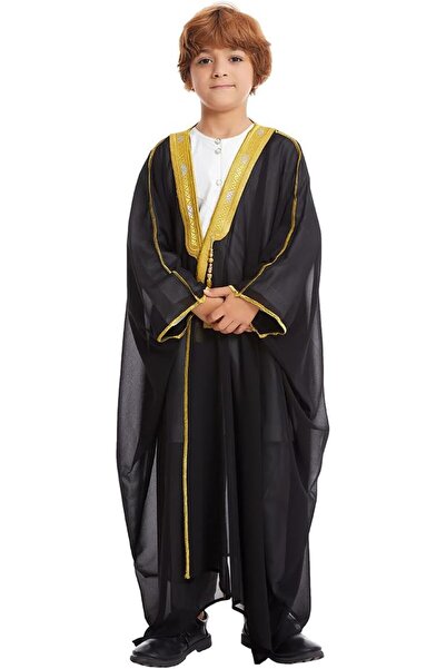 FYMNSI Boys Robe Islamic Muslim Clothes Kimono Loose Abaya Long Sleeve Embroi...