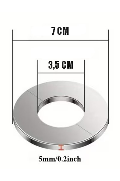 Kurbabio 7X3.5Cm X2 Pieces Self Adhesive Stainless Steel Tap and Pipe Badge Segmented Snap Closure Ring