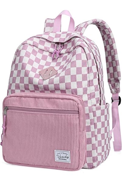 VASCHY Corduroy Unisex Backpack, Casual Cute Aesthetic Fuzzy Fluffy Plush Fle...