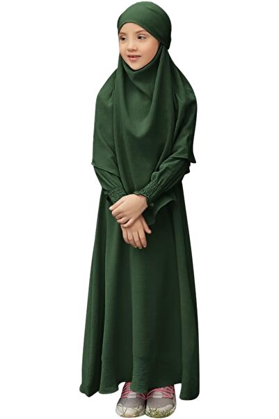 IDOPIP Muslim Dress for Girls Islamic Prayer Abaya Smocked Long Sleeve Kaftan...