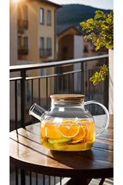 Sweet seven ®   إبريق ماء بارد من الزجاج البوروسيليكات، سعة 1 لتر، مقاوم للحر...