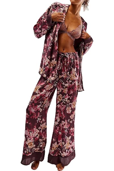GENERAL Yimoon Satin Pajama Set for Women Silk Pajamas Set 2 Piece Floral Cut...