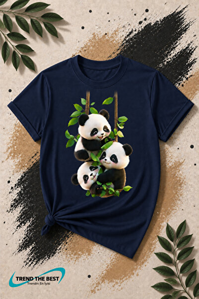 TREND THE BEST Trendin En İyisi Summer Triple Sweet Panda Printed Unisex Girl...