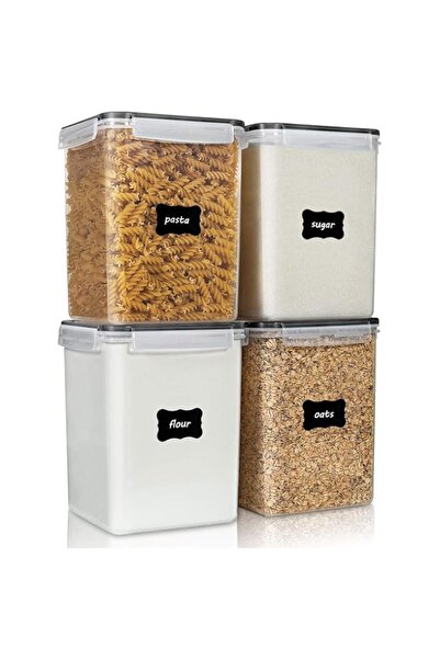 Generic 4 PCS Large Food Storage Flour Containers 5.2L /175oz, Black | BPA Fr...