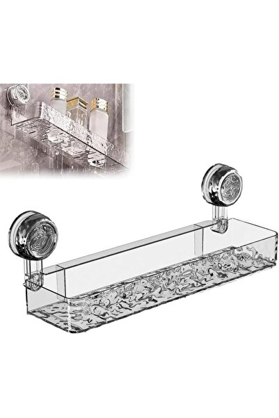ALMEKAQUZ Movable Shower Shelf Suction Cup, No-Drill Wall Mounted Storage Hol...