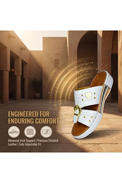 Amity Footwear KSA Men's Leather Slippers with Gold Buckle - Easy-To-Wear - U...