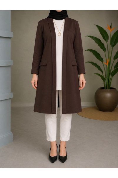 Heyya Women's Long Wearable Coat Black Brown