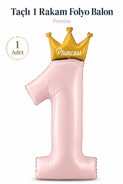 Organizasyon Pazarı 1 Year Old Princess Crowned Foil Balloon Birthday Foil Ba...