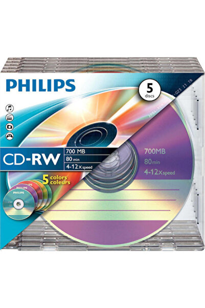 Philips Επανεγγράψιμο CD-RW 12x 700MB 5 τεμάχια Κωδικός: CW7D2CC05/00