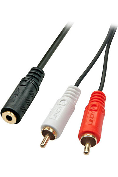 LİNDY Καλώδιο ήχου 3.5mm Θηλυκό σε 2x RCA Αρσενικό, Μαύρο, 0.25μ