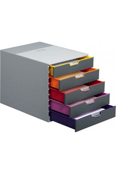 Durable Πλαστική Συρταριέρα Γραφείου 5 Θέσεων 28x35.6x29.2εκ. Γκρι Πολύχρωμο ...