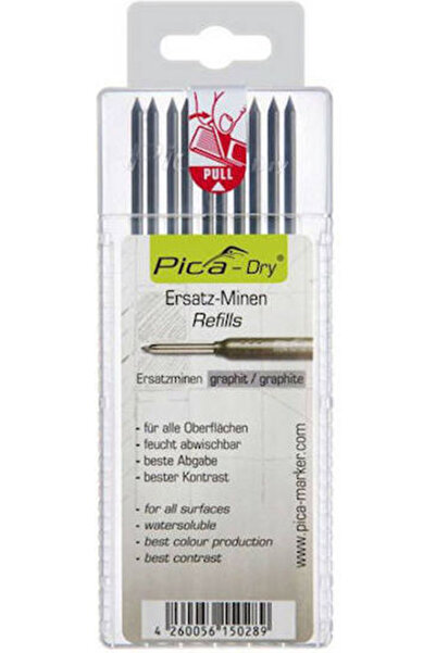 PİCA 10 Πακέτα x 10 Ανταλλακτικά Μύτες Μολυβιών DRY, Πάχος 2.8mm, Τύπου 2B