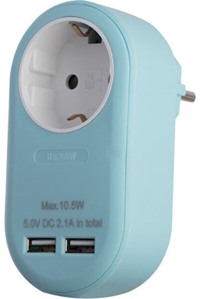 Entac EPAG-1EE-2USB-B Μονή πρίζα με 2 USB-A Μπλε Κωδικός: 15.005.0220