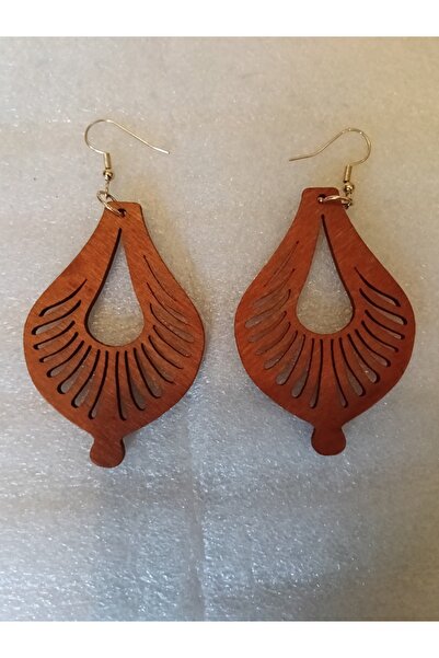 Butik Tülin Authentic Wood Balsa Wood Light Tan Laser Cut Drop Shaped Dangle ...