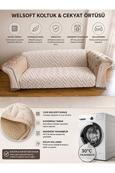 New Cotton Home Welsoft Sofa Cover 170X210 Cm, Non-Slip Base, Ultra Soft, Sof...