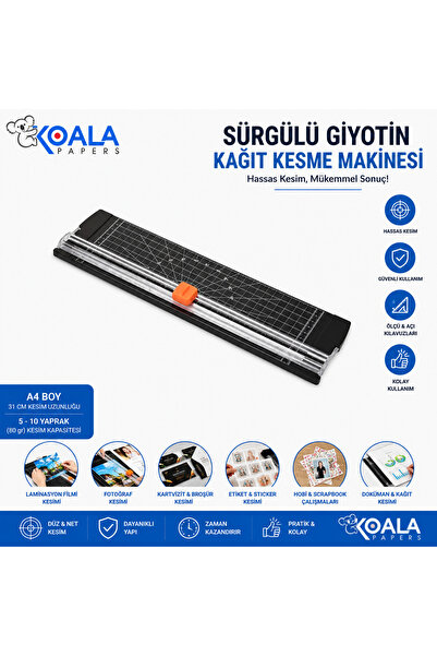 Koala A4-A5 Sürgülü Laminasyon Filmi Kesme Giyotini