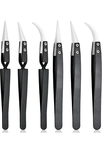 ELECDON 6 Pcs Reverse Ceramic Tweezers Set - Heat Resistant Non-Conductive An...