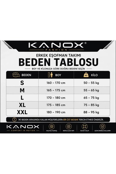 KANOX New Season Men's Tracksuit Set Black Printed