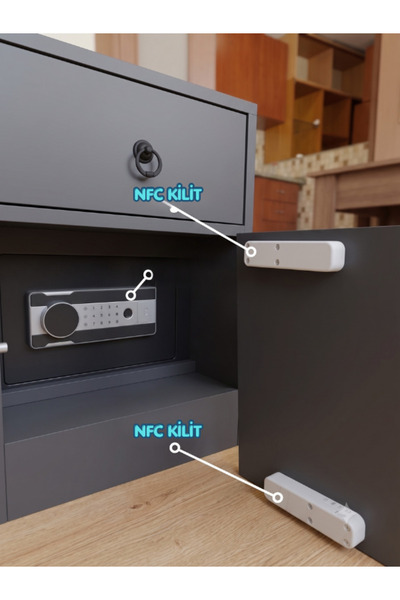 kasatürk Gizli Parmak İzli Ve Şifreli Para Kasası - Çift NFC Kilitli Komodin ...