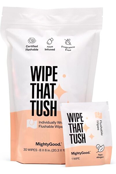 Yelajoy 30Pcs Wet Wipes, Individually Wrapped, On-The-Go Flushable Wipes, Ext...