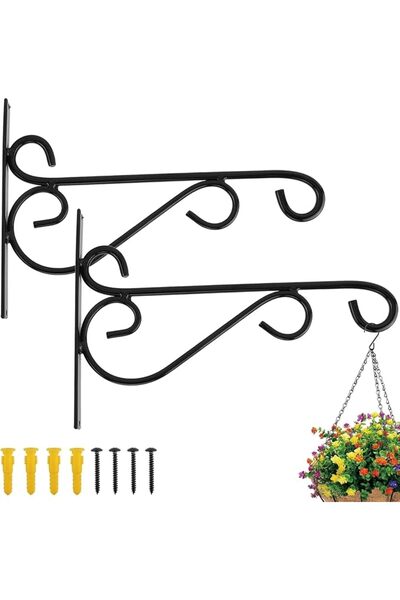 GENERAL 2 Pack Plant Hangers Outdoor,12" Metal Plant Wall Hanger for Hanging ...