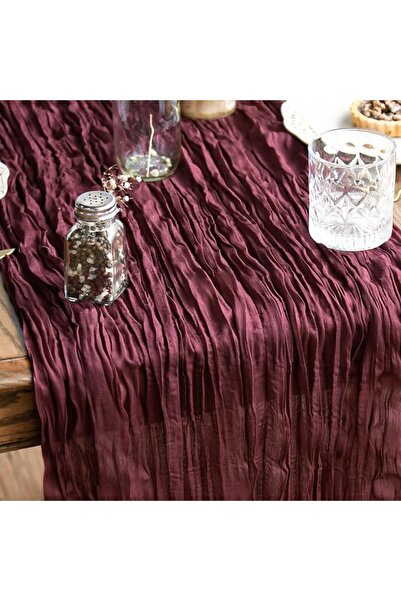 Artoid Mode Boho Blush Pink Gauze Wedding Cheesecloth Table Runner, 35x120 In...