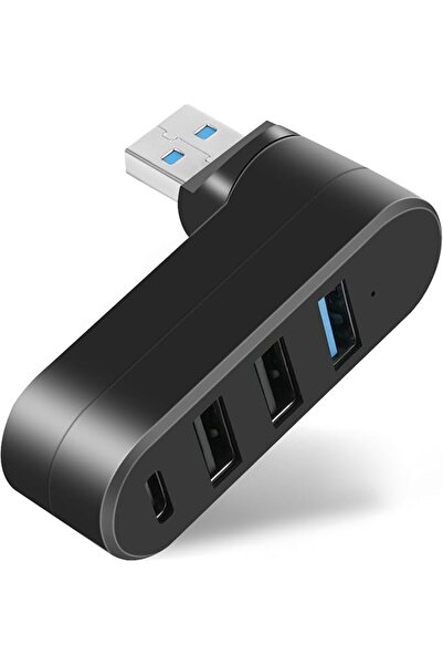 Generic موزع USB 3.0 بأربعة منافذ [90] ° /180 °   موزع USB قابل للدوران مع مد...
