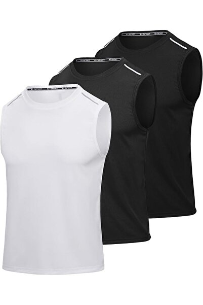 GENERAL 3 Pack Men's Sport Tank Tops Dry Fit Polyester Gym Workout Sleeveless...