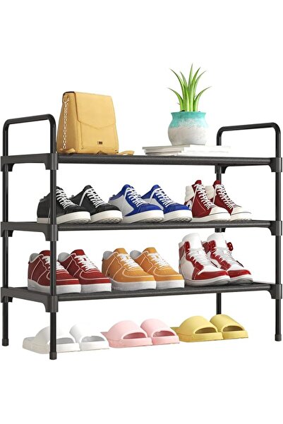 GENERAL Kitsure 3-Tier Metal Shoe Rack with Carry Handles, Black Vehicle Acce...